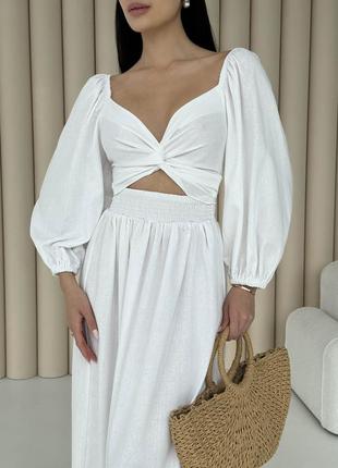Стильна сукня-трансформар у білому кольорі6 фото
