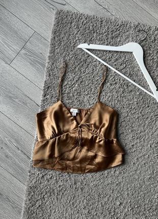 Женский нарядный топ топик золотистый майка топ topshop