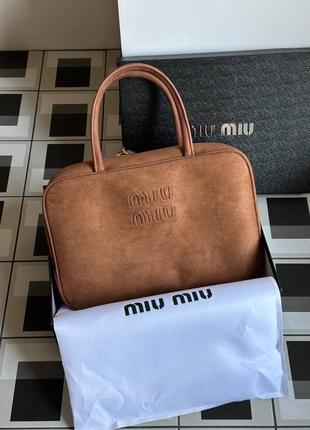 Miumiu brown textile beau top-handle bag