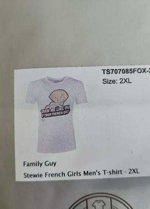 Чоловіча бавовняна футболка family guy stewie french girls difuzed ts707085fox3 фото