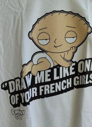 Чоловіча бавовняна футболка family guy stewie french girls difuzed ts707085fox5 фото