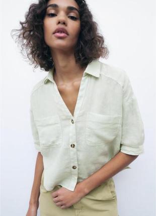 Льняная рубашка новая коллекция zara из льняная рубашка из льна