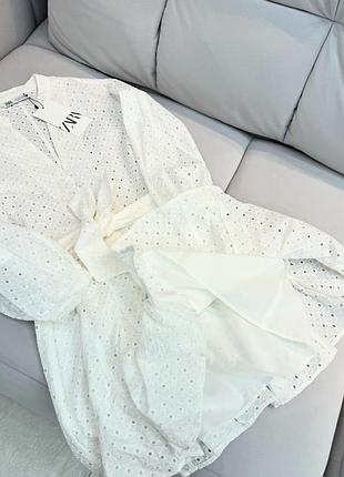 Платье платье из прошвы белоснежное платье zara