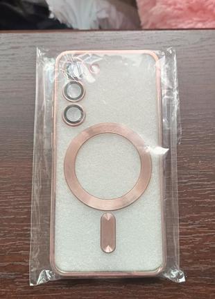 Чехол samsung s23 magsafe electroplate розово-золотой