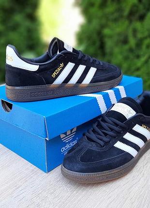 Мужские качественные и стильные кроссовки для мальчиков adidas spezial черные с белым