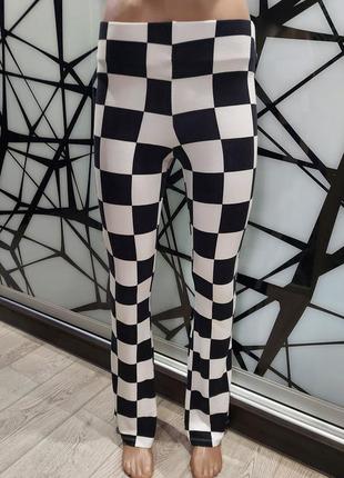 Брюки, лосины клеш шахматная доска topshop 42-44