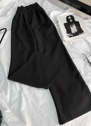 Брюки палаццо широкі штани вільного крою на високій посадці стильні базові чорні бежеві білі сірі рожеві