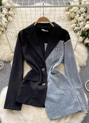 Подовжений асиметричний жіночий піджак з джинсовою вставкою😍
ця модель дозволяє створювати образи, які підкреслюють вашу індивідуальність та стиль💥