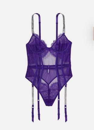 Боді victoria's secret very sexy demi teddy with shine straps & garters оригінал