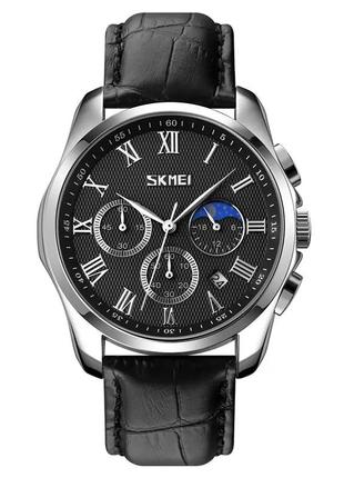 Часы мужские наручные классические skmei 9260 (серебристые с черным циферблатом) 1tap 1tap