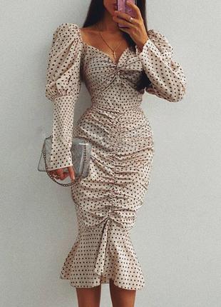 Розпродаж cукня prettylittlething міді горох горошок
