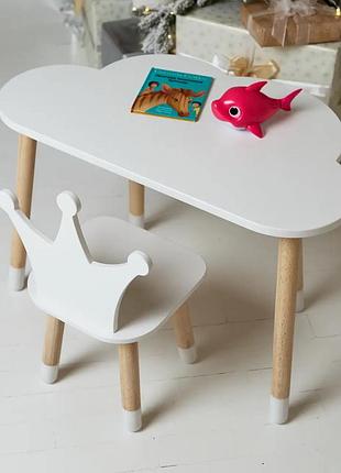 Детский столик облачко и стульчик корона белая 1tap