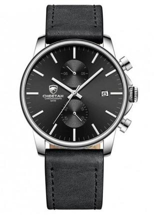 Мужские наручные классические часы cheetah monaco (серебристые с черным) 1tap 1tap