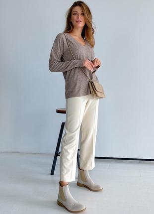 Классические женские брюки абрис trand (молочные) 42 1tap