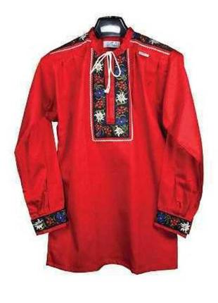 Эксклюзивная мужская красная вышиванка рубашка большой размер