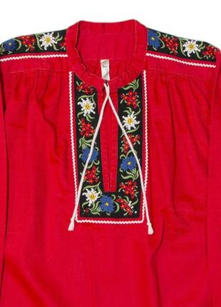 Эксклюзивная мужская красная вышиванка рубашка большой размер