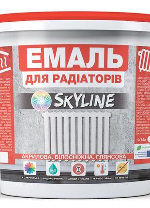 Эмаль для радиаторов акриловая термостойкая глянцевая skyline 10 л белая