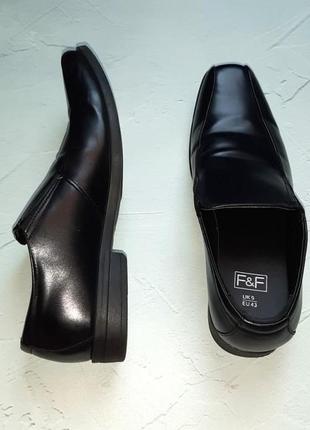 🎁1+1=3 фирменные деловые черные мужские туфли f&amp;f, размер 433 фото