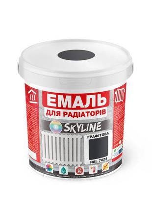 Эмаль для радиаторов акриловая термостойкая глянцевая skyline 0.4 л графитовая ral 7024