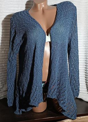 Кардиган ажурный полу прозрачный, кофта накидка без застежек вязаная нарядная