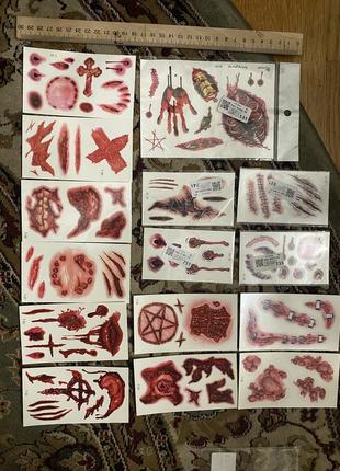 Наклейки перебивачкі татуювання тату тимчасові макіяж мейкап на хелловін гелловін хеллоуін...