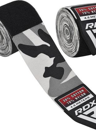 Бинти для боксу rdx wx professional boxing hand wraps camo grey (4.5м.) 1tap