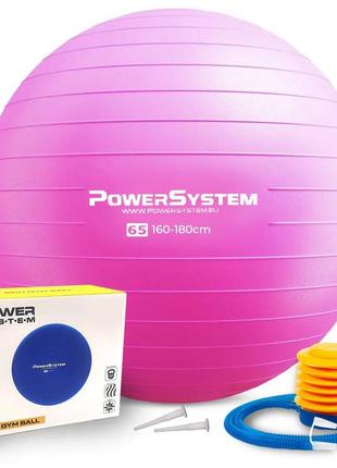 М'яч для фітнесу (фітбол) power system ps-4012 ø65 cm pro gymball pink 1tap