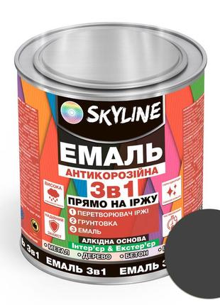 Емаль алкідна 3 в 1 по іржі антикорозійна «skyline» темно-сірий 2.5 кг