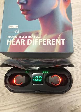 Bluetooth stereo гарнитура наушники bt f9 tws вакуумные с дисплеем black 1tap