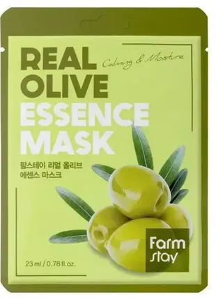 Тканинна маска з екстрактом оливи farmstay real olive essence mask 23ml