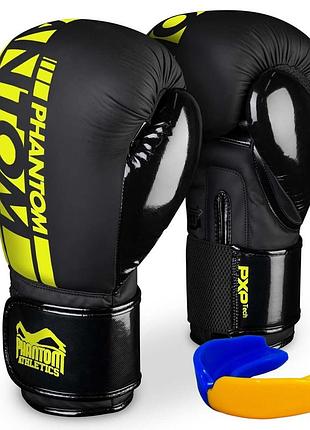 Боксерські рукавиці phantom apex elastic neon black/yellow 16 унцій 1tap