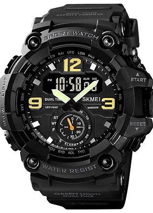 Мужские спортивные наручные часы skmei 1637 водонепроницаемые (черные) 1tap 1tap