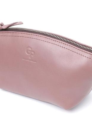 Чарівна жіноча шкіряна косметичка grande pelle 16793 пудровий 1tap