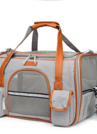 Сумка переноска для кота складная сумка для домашних животных с прозрачными стенками и креплениями к чемодану и авто до 7 кг