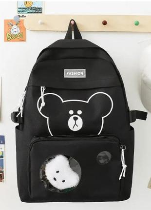 Дитячий шкільний рюкзак сумка пенал набором 5 в 1 у чорному кольорі для школи6 фото