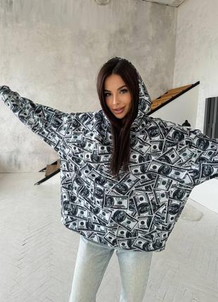 Бомбезний худі на флісі dollar