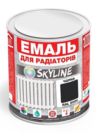 Эмаль для радиаторов акриловая термостойкая глянцевая skyline 0.75 л черная ral 9004