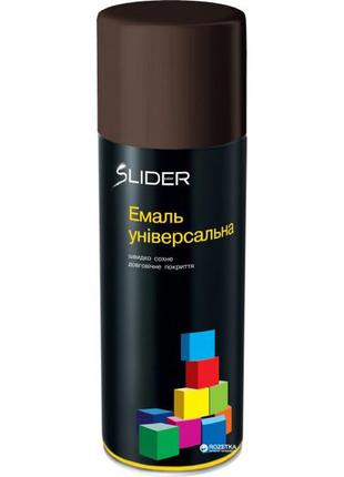 Эмаль универсальная аэрозоль slider color глянцевая 400 мл коричневая ral 8017