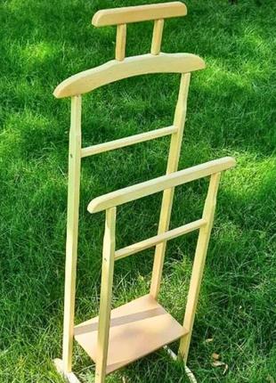 Вешалка напольная деревянная для одежды с полкой для обуви 115х45х36 ольха светлая.