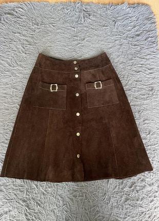 Стильная замшевая кожаная юбка юбка