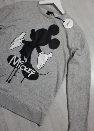 Серый свитшот с принтом mickey mouse/disney/ свитшот хлопковый cedarwood state