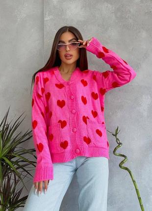 Трендовий теплий кардиган у сердечко на ґудзиках дуже хороша якість