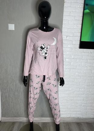 Трикотажна бавовняна піжама у принт мікі мауси minnie mouse primark, xl-xxl 50-52р