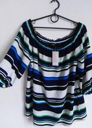 Милая шифоновая блуза на плечи в полоску