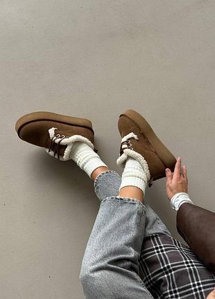 Сноубутси на шнурівці з хутром тедді жіночі