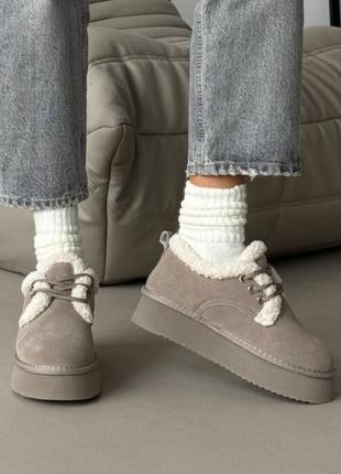 Сноубутси на шнурівці з хутром тедді жіночі