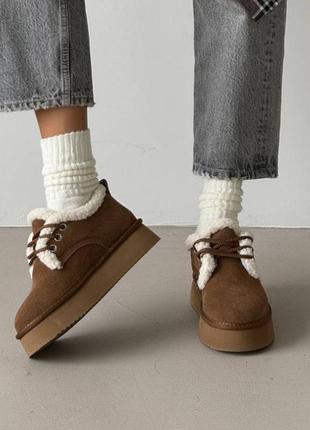 Сноубутси на шнурівці з хутром тедді жіночі