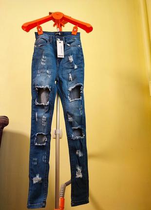 Boohoo. из англии. в наличии. джинсы скинни с высокой посадкой.6 фото