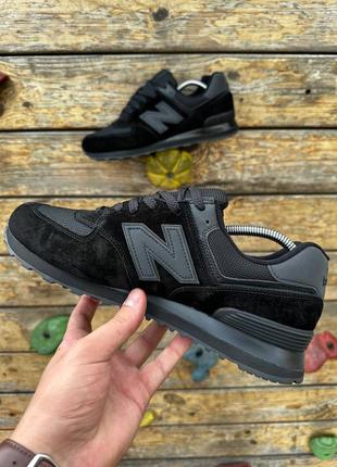 Кроссовки nв 574 classic (all black, замша)