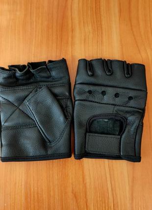Кожаные тактические перчатки без пальцев3 фото